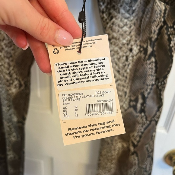 Faux Leather Snake Print Split Flare Pants & bralette - Picture 5 of 8